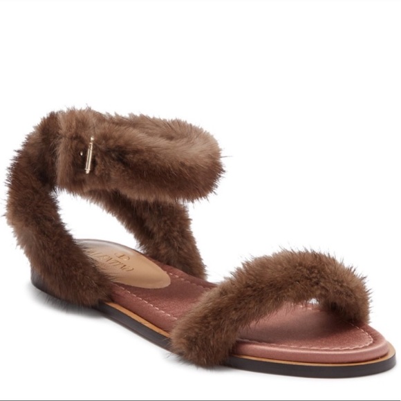 valentino mink fur sandals